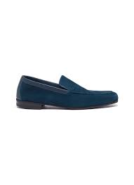 John Lobb Tyne Suede Loafers Teal Blue Men Lane Crawford