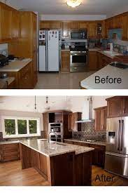 Kitchen Pictures Of Kitchen Remodels Before And After Mahogany Cabinet Brown Brick Tile Kitchen Remodel Small Kitchen Remodel Before And After Kitchen Design