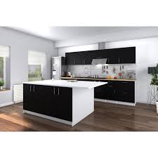Obi Ilot Central Avec Plan De Travail L 160 Cm Blanc Et Noir Mat Ilot Central Cuisine Blanc Laque Et Plan De Travail