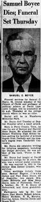 Samuel Claude Boyce (1890-1954): homenaje de Find a Grave