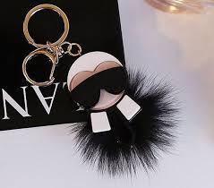 Karlito Fendi Inspired Monster Fur Keychain Fox Fur Keychain Tassel Keychain Keyring Bag Charm Black Fendi Fourrure Bijoux Uniques