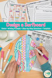 Surfboard Drawing Game In 2021 Kids Art Projects Surfboard Drawing Art Lessons For Kids