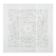 Triptyque En Polyresine Blanc 90 X Triptychon Udaipur Bilder Dekoration