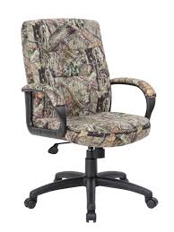 As for color, a black office chair may be your safest choice, though other colors can spice up the look of your office. Boss Leatherplus Mid Back Chair Camouflage Office Depot