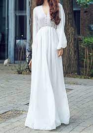 Le mannequin mesure 1m69 et porte une taille s. Robe Maxi Longue En Mousseline Fluide V Cou Manches Longues Mode Boho Blanc Robe Longue Robe Maxi Longue Mode