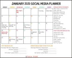 Free January 2020 Calendar Blank Holidays Social Media Planner In 2020 Social Media Content Planner Social Media Planner Social Media Planning Template