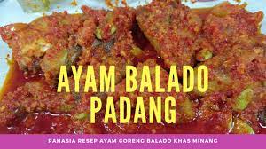 Sajian ini dibuat dari daging sapi yang diiris tipis lalu digoreng hingga kering dan disiram dengan sambal balado cabe merah di atasnya. Ayam Balado Padang Rahasia Resep Ayam Goreng Balado Khas Minang Youtube