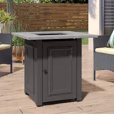 Giantex 30 gas fire table 50,000 btu square propane fire pit table with lid and lava rocks csa and etl certification (brown). Latitude Run Amordad 25 H X 28 W Propane Outdoor Fire Pit Table With Lid Reviews Wayfair
