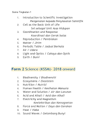 Kssm 2018 science form 2 chapter 7 7 1 youtube. Syllabus Form 1 2 3