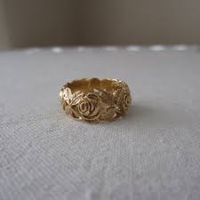 Vintage Wedding Band Artcarved 1970s Floral Rose Pattern Vintage Wedding Band Favorite Engagement Rings Artcarved