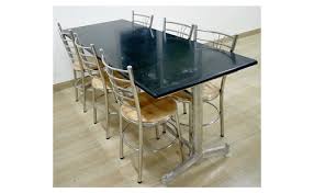 The granite top is naturally scratch and stain resistant and easy to clean, so is perfect for holding drinks or food while you relax in comfort. Stainless Steel Granite Top Canteen Dining Tables Shape Rectangular Rs 19500 Piece Id 15705171473