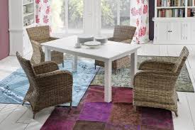 Table salle à manger table repas rotin et frêne carré fixe ou allonges. Fauteuil Chaise En Rotin De Salle A Manger Avec Accoudoir Et Coussin 65x90cm Royan Chaises Pier Import