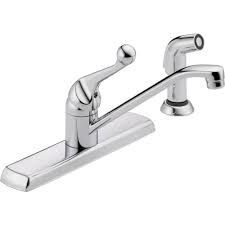 Delta single handle kitchen faucet with sprayer. Delta Classic Single Handle Standard Kitchen Faucet With Side Sprayer In Chrome 420lf The Home Depot