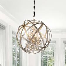 The ultimate source for cabin lighting. Benita Brushed Champagne Metal And Crystal Orb 4 Light Chandelier On Sale Overstock 16002994
