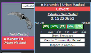 h karambit urban masked ft with mw float