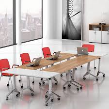 Top Design Office Furniture Wood Moveable Space Saving Combination Meeting Table Office Furniture Design Moveable Table Furniture