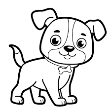Livro De Colorir Ou Pagina Para Criancas Cachorro Preto E Branco Vetor Premium