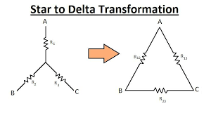 The solution of this circuit with branch current or mesh current analysis is fairly involved, and neither the millman nor superposition theorems are of any help since there's only one source of power. Transformation Of Resistances Star To Delta And Delta To Star Brilliant Math Science Wiki