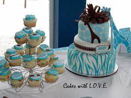 Wild Safari Blue Baby Shower Cake Blue Baby Shower Cake Baby Shower Cakes Baby Shower