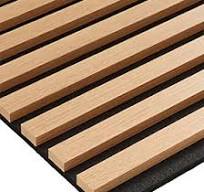 Slat Wood Veneer Acoustic Panels /Sound Absorbing Custom Design MDF Pet  Wooden Slats Ceiling