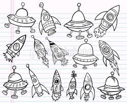 Cute Doodle Outer Space Vector Set Space Drawings Rocket Tattoo Cute Doodles