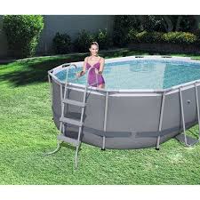 Bestway Power Steel 16 X 10 X 42 Oval Frame Swimming Pool Set With Pump Ladder And Cover Walmart Com Swimming Pools Bestway Pool