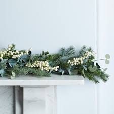 Kf_ 30cm artificial green leaves wreath berry garland door window wall decor m. 2m Eucalyptus White Berry Christmas Garland Lights4fun Co Uk