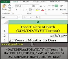 We need to see whether the month of someone's date of birth is less than or equal to 8. Calculating Person S Current Age Using Datedif In Excel