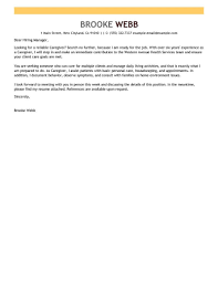 Two sample cover letters with no experience in the field. Caregiver Cover Letter Examples Myperfectresume