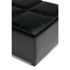 The avalon coffee table storage ottoman with 4 serving trays in brown faux leather is a great practical solution for your living room area. Simpli Home Avalon 35 In X 35 In X 18 In Midnight Black Coffee Table Storage Ottoman Rona
