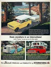 But in reality, it was the international harvester scout that actually was the first which was introduced in 1960 to compete with the jeep. Ih Scout Ad Pickup Trucks Camping International Harvester Scout International Scout