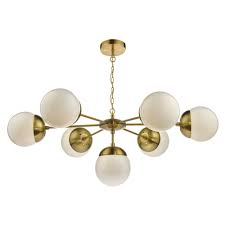Modern new style k9 luxury crystal chandelier living room cristal lamp home lighting fixture large crystal lustres de cristal. Decorative Antique Brass 7 Light Sputnik Pendant With Opal Globes