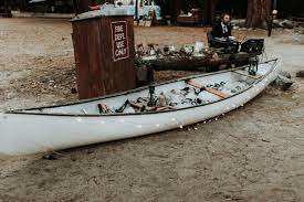 A Summer Camp Themed Wedding In Big Bear Feathered Arrow Canoe Wedding Camp Wedding Rustic Vintage Wedding