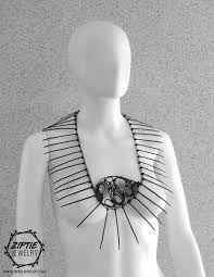 Spike Zip Tie Bib Necklace Contemporary Art Jewelry Avant Garde Necklace Black Large Necklace Art Jewelry Contemporary Avant Garde Necklaces Jewelry Art