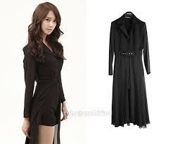 Stylenanda Black Coat Dress With Shorts As Seen In Snsd S The Boys Promotional Pictures Yoona Black Dress Coat Little Black Dress Fashion
