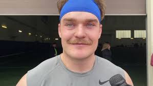 Daniel Cantrell meets with the media after working out at Boise State Pro  Day (3-30-22)