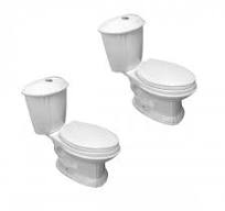 White Porcelain Elongated Push Button Dual Flush Toilet with Seat Set of 2