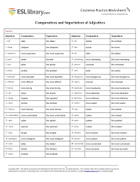 Klasa 5 klasa 6 angielski. Comparatives Superlatives Worksheet With Answers