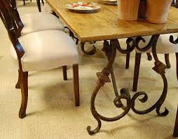 Layers Of Texture Wood And Iron Look Awesome With A Seagrass Rug And Linen Covered Chairs Wrought Iron Dining Table Iron Table Legs Dining Table Chairs