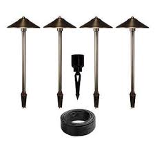 Volt Landscape Lighting 9 Piece Path Area Light Brass Led Starter Kit Landscape Lighting Kits Volt Landscape Lighting Modern Farmhouse Lighting