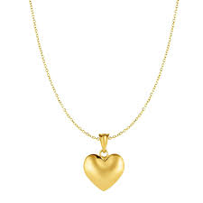 Mcs Jewelry 10 Karat Yellow Gold Puffed Heart Pendant Necklace 18 Hope That You Do Love Ou Puffy Heart Necklace Heart Pendant Gold Heart Pendant Necklace