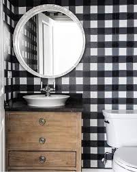 Black And White Buffalo Plaid Bathroom Decor Caitlin Wilson On Instagram Great Minds Think Alike I Have Black Buffalo Check In My Powder Bath And Powder Room Small Bathroom Wallpaper Bathroom Decor