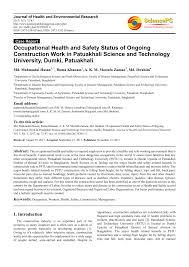 Pdf Occupational Health And Safety Status Of Ongoing Construction Work In Patuakhali Science And Technology University Dumki Patuakhali