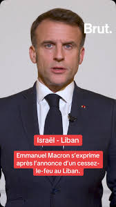 Emmanuel Macron s’exprime après l’annonce d’un cessez-le-feu au Liban.