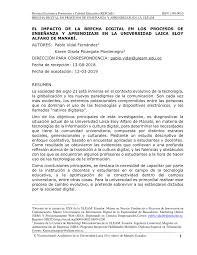 PDF) EL IMPACTO DE LA BRECHA DIGITAL EN LOS PROCESOS DE ENSEÑANZA Y  APRENDIZAJE EN LA UNIVERSIDAD LAICA ELOY ALFARO DE MANABÍ.
