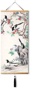 Living room 100 birds painting feng shui. Amazon Com Eapey Japanese Wall Art Chinese Wall Scroll Asian Scroll Wall Art Japanese Wall Scroll Decorations Living Room Paintings