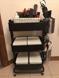 Fixed Up My Raskog Cart From Ikea 2 Metal Holders At Side For The Hot Hair Tool Cart Fixed Hair Holders Hot Makeup Storage Cart Ikea Storage Cart Room