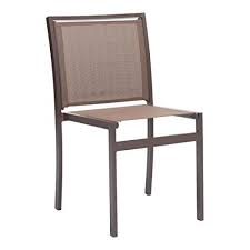 Zuo Furnitures Set Of 2 Powder Coated Aluminum Armless Mayakoba Dining Room Chairs Brown Chic Dining Chairs Patio Dining Chairs Stackable Dining Chairs