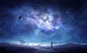 Cool galaxy wallpapers for boys. Hd Wallpaper Anime Sky Milky Way Stars Anime Boy Dog Moon Whale Galaxy Wallpaper Flare