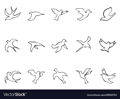 Simple Birds Flying Outline Icons Set Vector Image On Vectorstock Birds Flying Black Bird Tattoo Robin Bird Tattoos